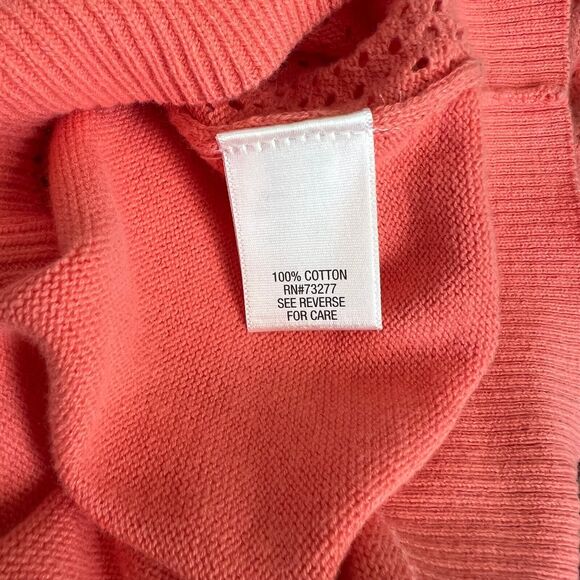 Croft & Barrow Coral Cardigan Sweater Fishnet Sweater size M coastal chic - Picture 4 of 15